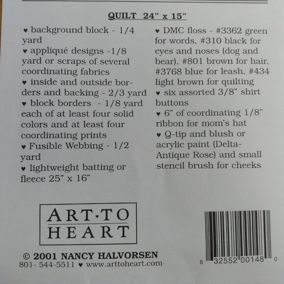 Vintage Family Applique Quilt Sewing Pattern by Art to Heart UNCUT - Picture 5 of 7